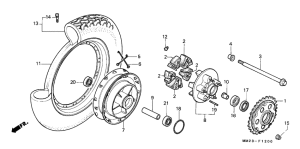 CMX450 Rear wheel complete assy
