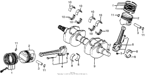 VF1000F Коленчатый вал и поршни