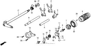 CR80R Вилки и валы выбора передач