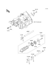 EX250 (ABS) Gear change drum & forks