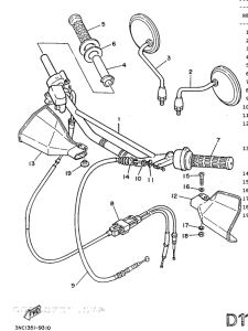 DT125 Steering handle. cable