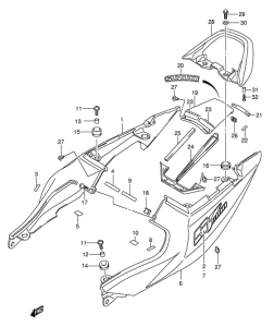 SV1000 Обтекатель сидения
