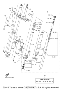 WR250F Передняя вилка