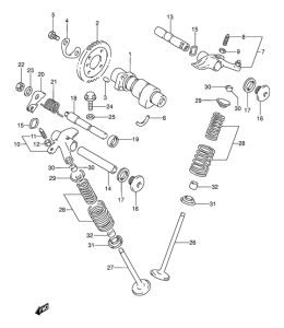 DR250 Распределительный вал-клапаны