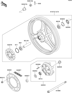 EX250 Заднее колесо и цепь