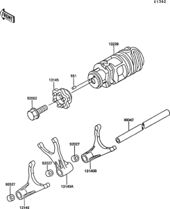 KR250 Валы и вилки переключения передач