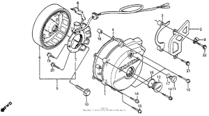 XR350R Left crankcase cover + alternator