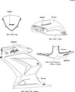 EX250 Decals(green)(k8f / k9f)
