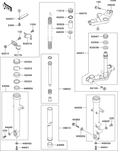 EX250 Передняя вилка