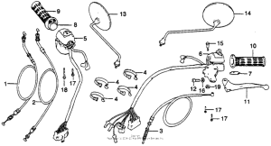CB400 Cb400tiihandle lever + switch + cable
