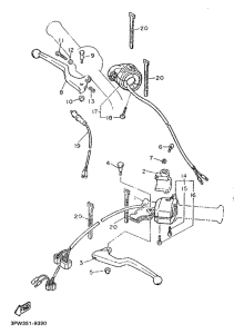XT600H (33.OKW) Handle switch. lever