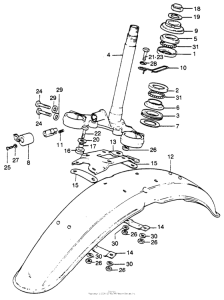 SL350 Steering stem + front fender