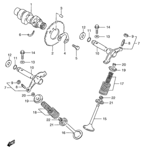 GS125 Распределительный вал-клапаны