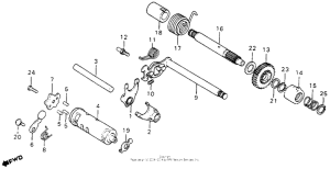 XL80S Gearshift fork + gearshift drum + kick starter spi...