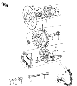  Rear hub / brake / chain