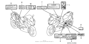 VFR800 (ABS) Предупредительные таблички