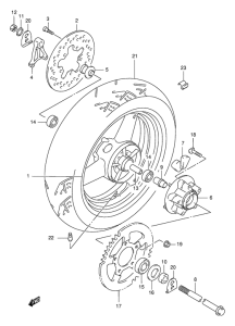 GSX750 Rear wheel complete assy