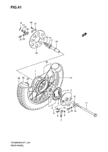 TS185 Rear wheel complete assy