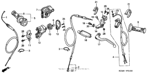 CR125R Handle lever + switch + cable ('02-'03)
