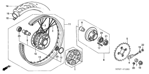 ANF125 Rear wheel complete assy