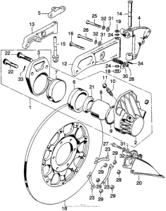 CB750 Front brake caliper + disc