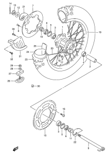RMX250 Rear wheel complete assy