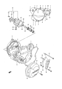 RM125 Crankcase cover- water pump