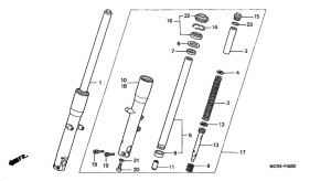 VT750DC Вилка передней оси