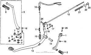CB400 Brake pedal + change pedal + kick starter arm