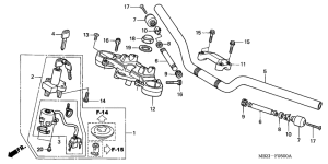 CB600F Handle pipe / top bridge