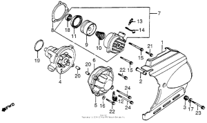 VF750C Left crankcase cover + water pump