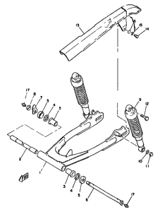 XS400 Rear arm / cushion chain case