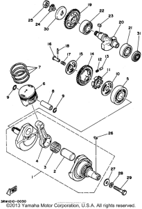 XT225G Коленчатый вал и Поршень