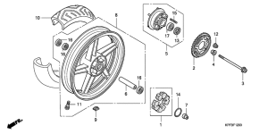 CBF250 Rear wheel complete assy