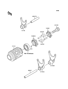 KX125 Gear change drum & forks