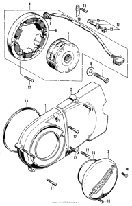 CB125S Left crankcase cover + alternator