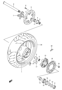 GSX-R600U2 Rear wheel complete assy