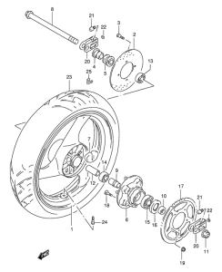 GSX-R400 Rear wheel complete assy