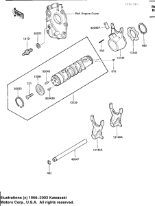 ZX600 Gear change drum & forks