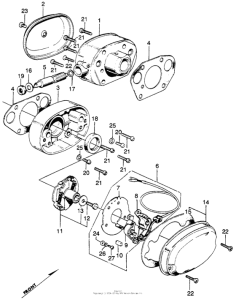 CB350 Cylinder head side cover + spark advancer + points