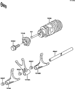 KR250 Change drum / shift fork