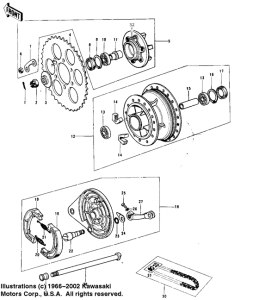 KX125 Rear hub / brake / chain