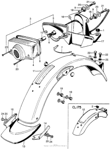 CB175 Cb / cl175rear fender + taillight