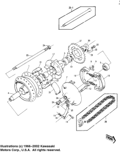  Rear hub / brake / chain