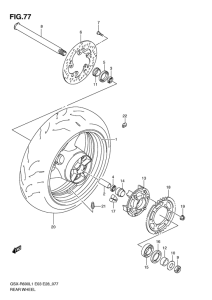 GSX-R600 Rear wheel complete assy
