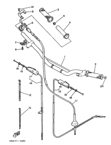 TY250R Steering handle. cable