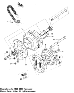 KM100 Rear hub / brake / chain