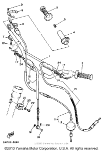 YZ490L Steering handle - cable