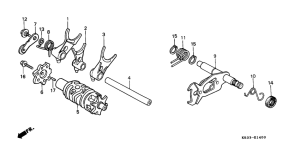 XR200R Shift drum / shift fork