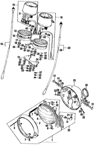 CL200 Headlight + speedometer + tachometer